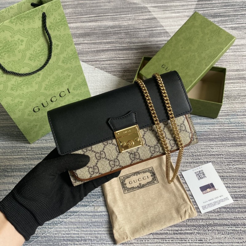 Buy Best Gucci Replica 658226 Padlock 2021 New Black/White Handbag